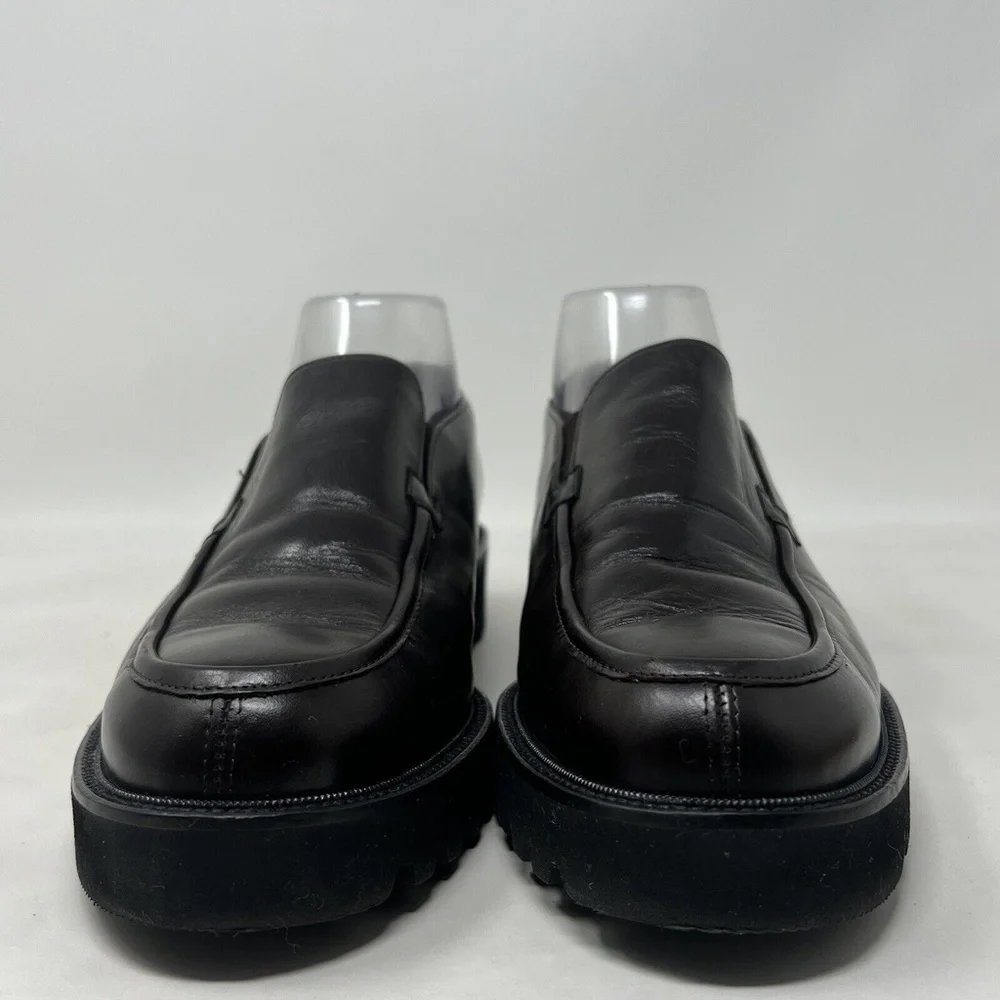 Paul Green Women's lug sole Platfrom Loafer Brown Leather Flat Slip On 8 US 10.5 - Picture 3 of 10